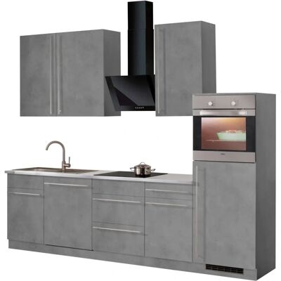 WIHO KÜCHEN Chicago Komplettküchen-Set - 280cm, Betonfarben & Canvas Grau WIHO KÜCHEN Chicago Komplettküchen-Set - 280cm, Betonfarben & Canvas Grau