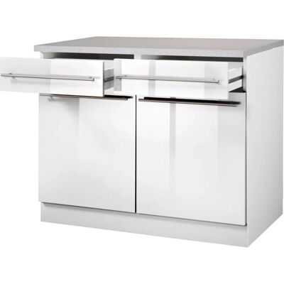 WIHO KÜCHEN Chicago - Weiß, Glänzende Front, 100cm Breiter Küchenschrank WIHO KÜCHEN Chicago - Weiß, Glänzende Front, 100cm Breiter Küchenschrank