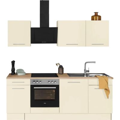 WIHO KÜCHEN Ela Komplettküchen-Set - Magnolia, Sonoma Eiche, 220x60cm WIHO KÜCHEN Ela Komplettküchen-Set - Magnolia, Sonoma Eiche, 220x60cm