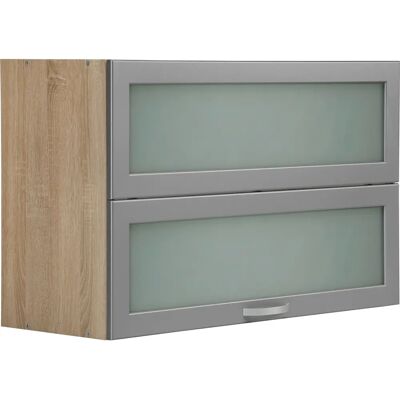 WIHO KÜCHEN Flexi Faltlift-Hängeschrank - Glastür & Sonoma Eiche WIHO KÜCHEN Flexi Faltlift-Hängeschrank - Glastür & Sonoma Eiche