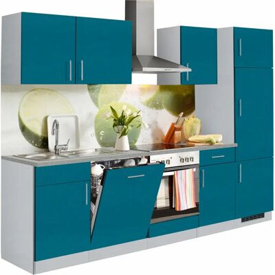 WIHO KÜCHEN Kiel - Komplettküchen-Set - Ozeanblau / Stahlgrau / Canvas Grau - Küchenzeile WIHO KÜCHEN Kiel - Komplettküchen-Set - Ozeanblau / Stahlgrau / Canvas Grau - Küchenzeile