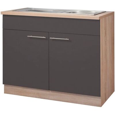 WIHO KÜCHEN Montana Küchenschrank - Anthrazit / Sonoma Eiche - 100x85x60cm WIHO KÜCHEN Montana Küchenschrank - Anthrazit / Sonoma Eiche - 100x85x60cm