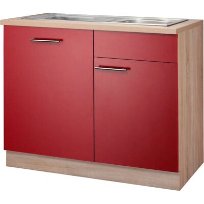 WIHO KÜCHEN Montana - Burgund / Sonoma Eiche - 2 Türen - 110cm breit WIHO KÜCHEN Montana - Burgund / Sonoma Eiche - 2 Türen - 110cm breit