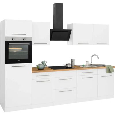 WIHO KÜCHEN Unna Küchen-Set - Weiß, 280cm, Kastelleiche Arbeitsplatte - Küche WIHO KÜCHEN Unna Küchen-Set - Weiß, 280cm, Kastelleiche Arbeitsplatte - Küche
