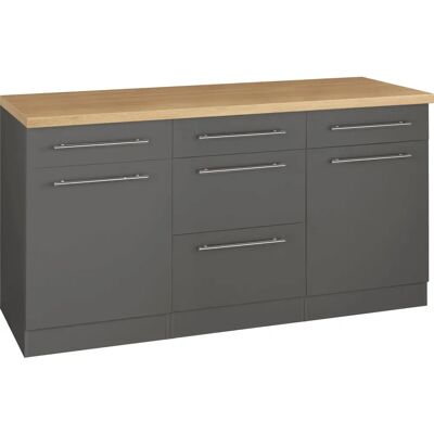 WIHO KÜCHEN Unna Küchenschrank - Anthrazit & Sonoma Eiche - 150cm WIHO KÜCHEN Unna Küchenschrank - Anthrazit & Sonoma Eiche - 150cm