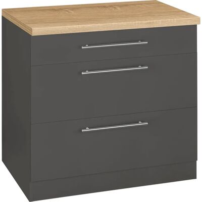 WIHO KÜCHEN Unna Küchenunterschrank - 90x60x85cm, Anthrazit - Küchenunterschrank WIHO KÜCHEN Unna Küchenunterschrank - 90x60x85cm, Anthrazit - Küchenunterschrank