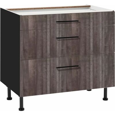 WIHO Küchen Nisos - Aberdeen Dunkel, Schwarz, 90cm Unterschrank WIHO Küchen Nisos - Aberdeen Dunkel, Schwarz, 90cm Unterschrank