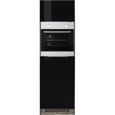 Kochstation KS-Brindisi - Vintage Eiche, Schwarz Hochglanz, 2 Türen - Küchenschrank Kochstation KS-Brindisi - Vintage Eiche, Schwarz Hochglanz, 2 Türen - Küchenschrank