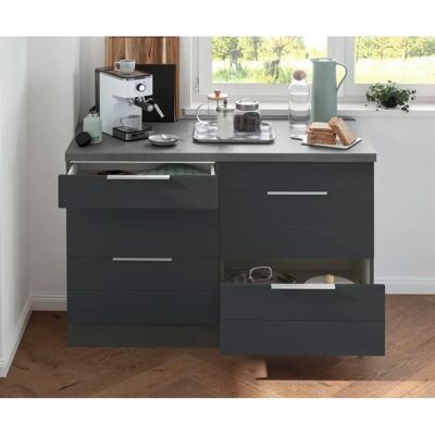 Kochstation KS-Luhe - 120cm Grauer Küchenunterschrank Kochstation KS-Luhe - 120cm Grauer Küchenunterschrank