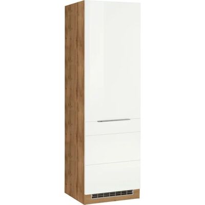 Kochstation KS-Brindisi Küchenschrank - Weiß Hochglanz & Wotaneiche - 60x200cm Kochstation KS-Brindisi Küchenschrank - Weiß Hochglanz & Wotaneiche - 60x200cm