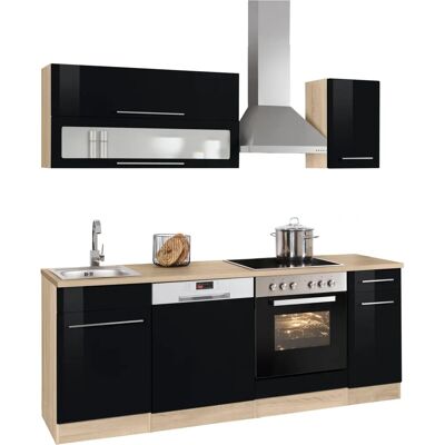 Kochstation KS-Eton - Hochglanz schwarz - 210cm Küchenzeile Kochstation KS-Eton - Hochglanz schwarz - 210cm Küchenzeile