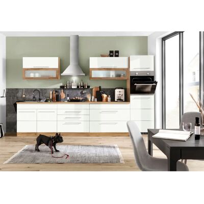 Kochstation KS-Wien - Küchenzeile - Weiß/Wotaneiche - 340cm x 60cm Kochstation KS-Wien - Küchenzeile - Weiß/Wotaneiche - 340cm x 60cm