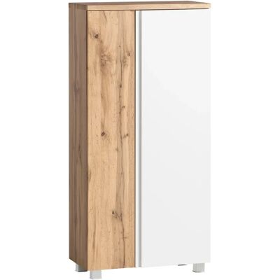 WELLTIME Sölden Badschrank - 2 Türen, 8 Einlegeböden, MDF, Weiß WELLTIME Sölden Badschrank - 2 Türen, 8 Einlegeböden, MDF, Weiß