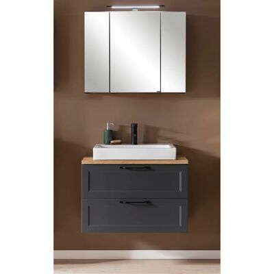 WELLTIME Lana Badezimmermöbel-Set - 80cm, Grau, MDF WELLTIME Lana Badezimmermöbel-Set - 80cm, Grau, MDF