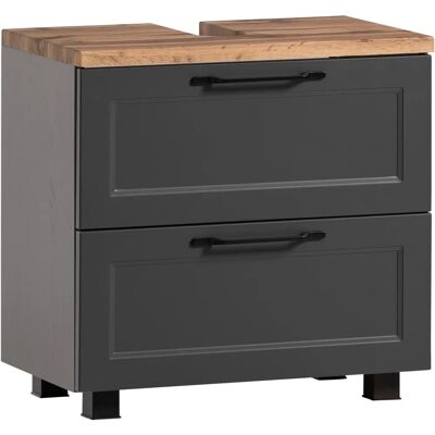 WELLTIME Lana Badezimmer-Schrank - 60cm, Grau, MDF, Modernes Design WELLTIME Lana Badezimmer-Schrank - 60cm, Grau, MDF, Modernes Design