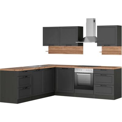 Kochstation KS-Lana - Komplettküchen-Set, 240x200x240cm - Grau Kochstation KS-Lana - Komplettküchen-Set, 240x200x240cm - Grau