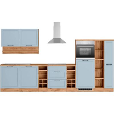 Kochstation KS-Lana - Komplettküchen-Set in Blau & Eiche - Küche Kochstation KS-Lana - Komplettküchen-Set in Blau & Eiche - Küche