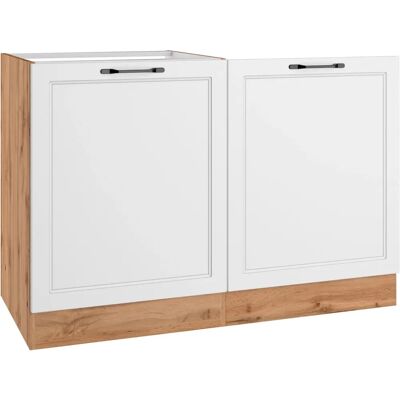 Kochstation KS-Lana Spülenschrank - 120cm Weiß & Wotaneiche Kochstation KS-Lana Spülenschrank - 120cm Weiß & Wotaneiche