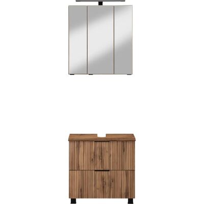 WELLTIME Trento Badezimmer-Set - Wotaneiche Rille - 3 Stück WELLTIME Trento Badezimmer-Set - Wotaneiche Rille - 3 Stück
