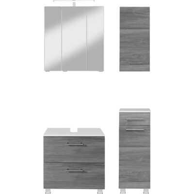 WELLTIME Trento Badezimmer-Set - Silber Eiche Rauchsilber - 90cm x 200cm x 35cm WELLTIME Trento Badezimmer-Set - Silber Eiche Rauchsilber - 90cm x 200cm x 35cm