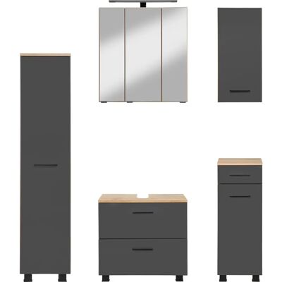 WELLTIME Trento Badezimmer-Set - Grau MDF WELLTIME Trento Badezimmer-Set - Grau MDF