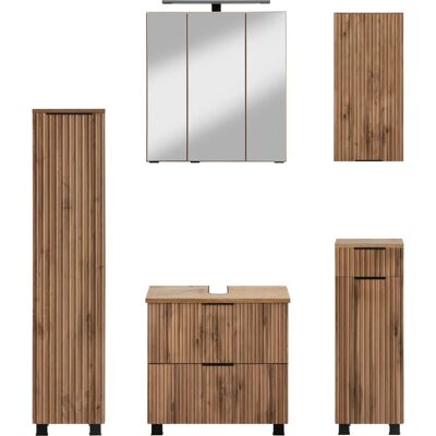 WELLTIME Trento Badezimmer-Set - Wand, Unterschrank, Waschbecken, Midischrank, Spiegel WELLTIME Trento Badezimmer-Set - Wand, Unterschrank, Waschbecken, Midischrank, Spiegel