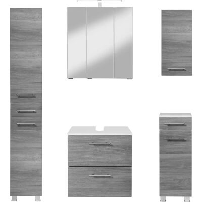 WELLTIME Trento Badezimmer-Set - Silber (rauch Eiche) - Badezimmer WELLTIME Trento Badezimmer-Set - Silber (rauch Eiche) - Badezimmer