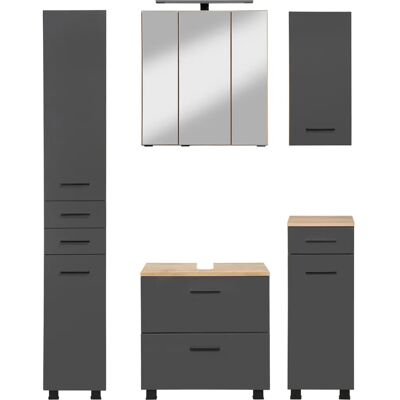 WELLTIME Trento Badezimmer-Set - Grau MDF WELLTIME Trento Badezimmer-Set - Grau MDF