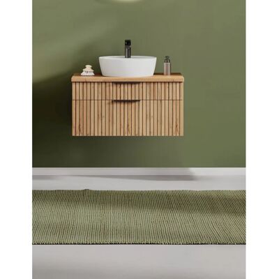WELLTIME Carlton 80cm Wotaneiche Rechteckiges Keramik-Waschtisch - Waschtisch WELLTIME Carlton 80cm Wotaneiche Rechteckiges Keramik-Waschtisch - Waschtisch