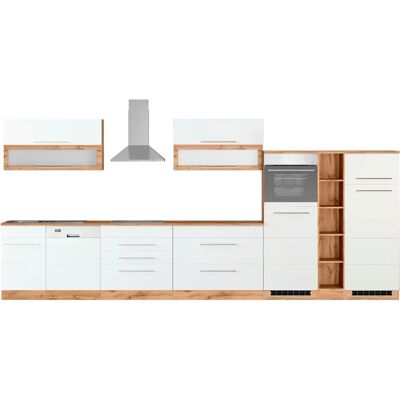 Kochstation KS-Wien Küchen-Set - 440cm, Weiß/Wotaneiche, Moderne Küche Kochstation KS-Wien Küchen-Set - 440cm, Weiß/Wotaneiche, Moderne Küche