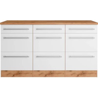 Kochstation KS-Wien Küchenschrank - Wotaneiche & Weiß - 150x85x60 cm Kochstation KS-Wien Küchenschrank - Wotaneiche & Weiß - 150x85x60 cm
