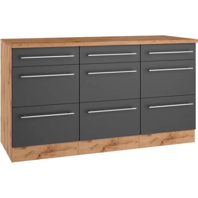 Kochstation KS-Wien - Küchenunterschrank - Anthrazit/Wotaneiche - 150x60x85 cm Kochstation KS-Wien - Küchenunterschrank - Anthrazit/Wotaneiche - 150x60x85 cm