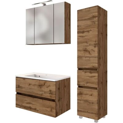 WELLTIME Baabe Badezimmermöbel-Set - Waschtisch, Spiegelschrank, Seitenschrank & Unterschrank WELLTIME Baabe Badezimmermöbel-Set - Waschtisch, Spiegelschrank, Seitenschrank & Unterschrank