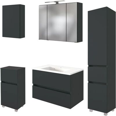 Welltime Badezimmermöbel-Set - 80cm, Grau, Modern Welltime Badezimmermöbel-Set - 80cm, Grau, Modern