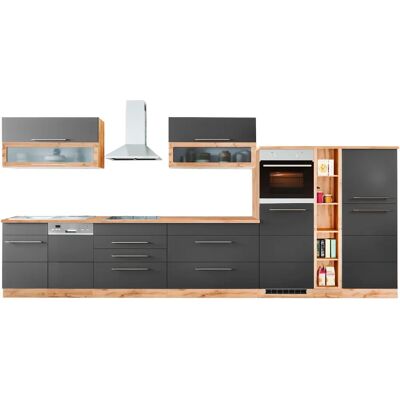 Kochstation KS-Wien Küchenzeile - 440cm, anthrazit/wotaneiche, ohne Geräte Kochstation KS-Wien Küchenzeile - 440cm, anthrazit/wotaneiche, ohne Geräte