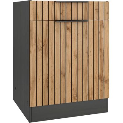 Kochstation KS-Lagos - Küchenschrank - grau (listrado eiche, grafitgrau) - 60cm x 82cm x 60cm Kochstation KS-Lagos - Küchenschrank - grau (listrado eiche, grafitgrau) - 60cm x 82cm x 60cm
