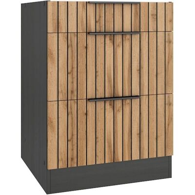Kochstation KS-Lagos - Unterschrank - grau (listrado eiche, grafitgrau) - 60cm x 82cm x 60cm Kochstation KS-Lagos - Unterschrank - grau (listrado eiche, grafitgrau) - 60cm x 82cm x 60cm
