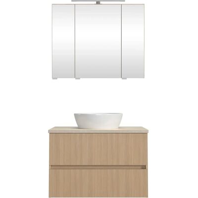WELLTIME - Badmöbel-Set - Eiche hell - 80 cm breit - 47 cm tief - Bathroom furniture set WELLTIME - Badmöbel-Set - Eiche hell - 80 cm breit - 47 cm tief - Bathroom furniture set
