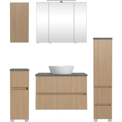 WELLTIME - Set 140 cm - Helle Eiche - LED - Badmöbel-Set WELLTIME - Set 140 cm - Helle Eiche - LED - Badmöbel-Set