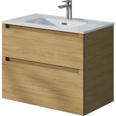 Mueble de baño Bernstein Vireo - 80cm, lavabo blanco, roble Honeygold Mueble de baño Bernstein Vireo - 80cm, lavabo blanco, roble Honeygold