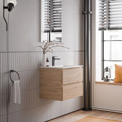 Bernstein Modelo Ava 60cm Mueble de baño - Blanco brillante, Roble oro miel Bernstein Modelo Ava 60cm Mueble de baño - Blanco brillante, Roble oro miel