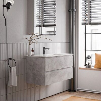 Bernstein Modelo ava 100cm - Lavabo de cerámica - Color gris y blanco Bernstein Modelo ava 100cm - Lavabo de cerámica - Color gris y blanco