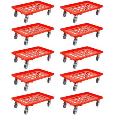 PROREGAL - Euro-Transporter 60x40 cm - rote Räder - 300 kg - Transportwagen PROREGAL - Euro-Transporter 60x40 cm - rote Räder - 300 kg - Transportwagen
