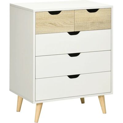 HOMCOM - 5-Drawer Chest - Weiß - Chest of drawers HOMCOM - 5-Drawer Chest - Weiß - Chest of drawers