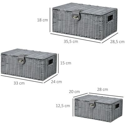 Paniers de rangement HOMCOM - Lot de 3, Gris, 18L/12L/7L - Publicité Paniers de rangement HOMCOM - Lot de 3, Gris, 18L/12L/7L - Publicité