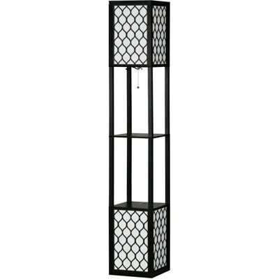 HOMCOM Stehlampe mit Regal - Modernes Doppellicht, 40W E27, Schwarz HOMCOM Stehlampe mit Regal - Modernes Doppellicht, 40W E27, Schwarz