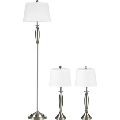 HOMCOM Conjunto de 3 lámparas Plateado y Blanco HOMCOM Conjunto de 3 lámparas Plateado y Blanco