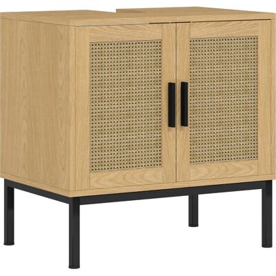 kleankin Badezimmer Unterschrank - Natur - Rattan-Design - Passt Unter Waschbecken kleankin Badezimmer Unterschrank - Natur - Rattan-Design - Passt Unter Waschbecken