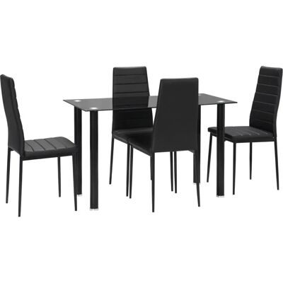 HOMCOM - 5-piece dining set - Czarny - Hartglasplatte - Zestaw do jadalni HOMCOM - 5-piece dining set - Czarny - Hartglasplatte - Zestaw do jadalni