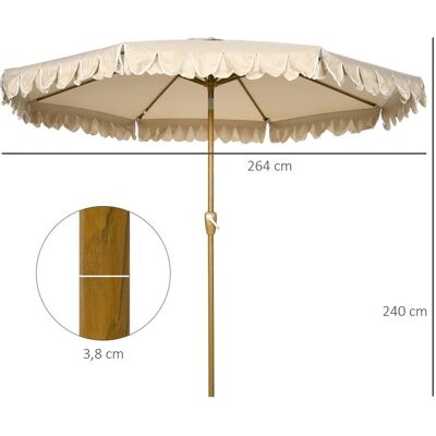 Outsunny - Ø264 cm Strandschirm mit Fransen - Khaki - Umbrella Outsunny - Ø264 cm Strandschirm mit Fransen - Khaki - Umbrella